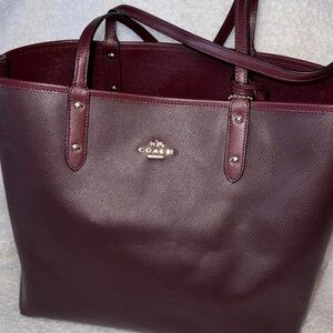 Coach Burgundy Leather Tote Bag Reversible